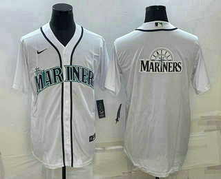 Men's Seattle Mariners Big Logo White Stitched MLB Cool Base Nike Jersey