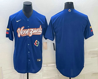 Men's Venezuela Baseball Blank 2023 Royal World Classic Stitched Jerseys