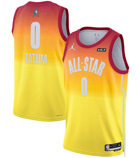 Men's 2023 All-Star #0 Jayson Tatum Orange Game Swingman Stitched Basketball Jersey