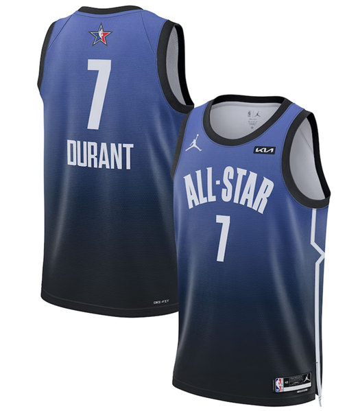 Men's 2023 All-Star #7 Kevin Durant Blue Game Swingman Stitched Basketball Jersey