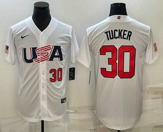 Men's USA Baseball #30 Kyle Tucker Number 2023 White World Baseball Classic Stitched Jerseys