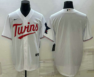 Men's Minnesota Twins Blank White Red Stitched MLB Cool Base Nike Jersey