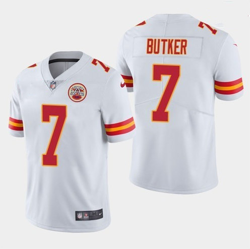 Men’s Kansas City Chiefs #7 Harrison Butker White Vapor Untouchable Limited Stitched Jersey