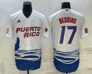 Men's Puerto Rico Baseball #17 Jose Berrios 2023 White World Baseball Classic Stitched Jerseys