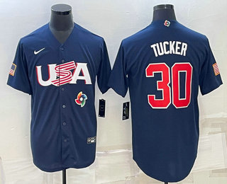 Men's USA Baseball #30 Kyle Tucker 2023 Navy World Baseball Classic Stitched Jersey