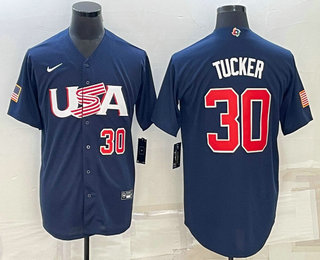 Men's USA Baseball #30 Kyle Tucker Number 2023 Navy World Baseball Classic Stitched Jerseys