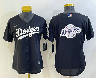 Women's Los Angeles Dodgers Big Logo Black MLB Cool Base Nike Jersey