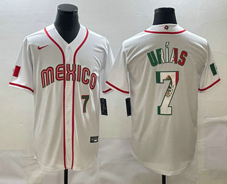 Men's Mexico Baseball #7 Julio Urias Number 2023 White World Baseball Classic Stitched Jersey4