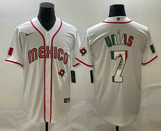 Men's Mexico Baseball #7 Julio Urias 2023 White World Baseball Classic Stitched Jerseys1