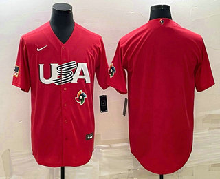 Men's USA Baseball Blank 2023 Red World Classic Stitched Jersey