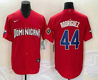 Men's Dominican Republic Baseball #44 Julio Rodriguez 2023 Red World Classic Stitched Jersey