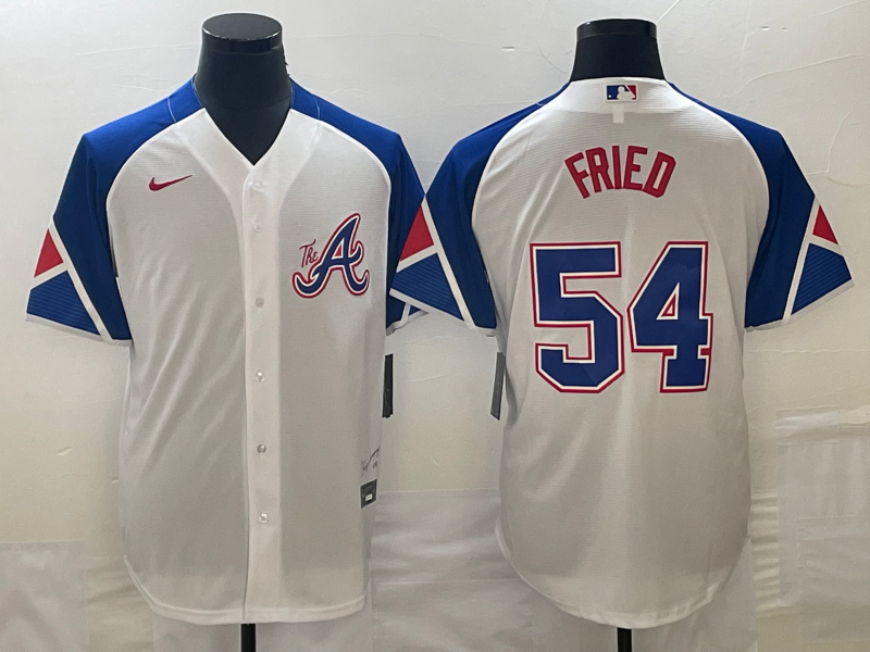 Men's Atlanta Braves #54 Max Fried White 2023 City Connect Cool Base Stitched Jersey