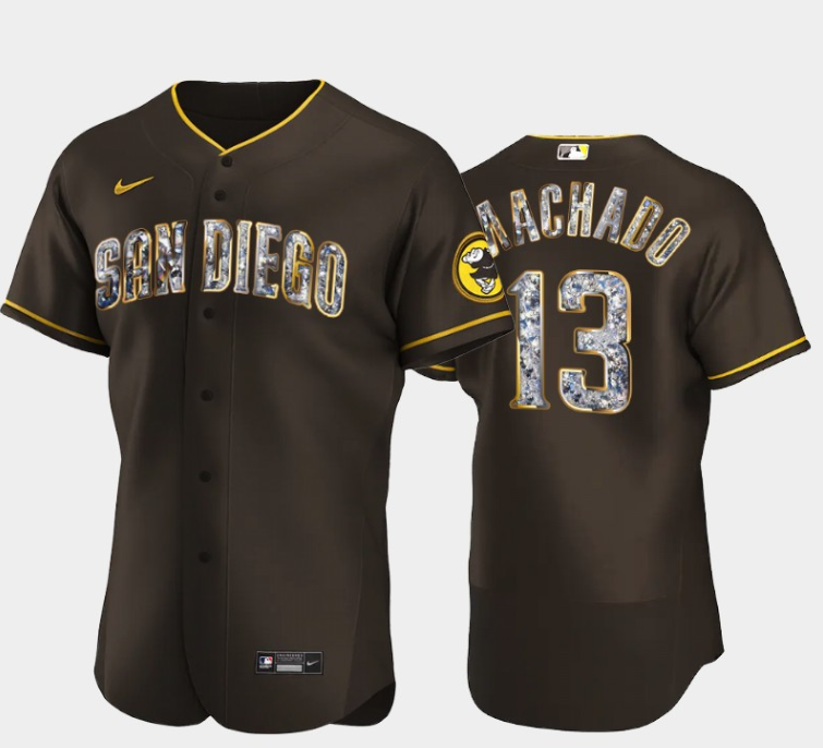 Men's San Diego Padres #13 Manny Machado Diamond Edition Brown Jersey