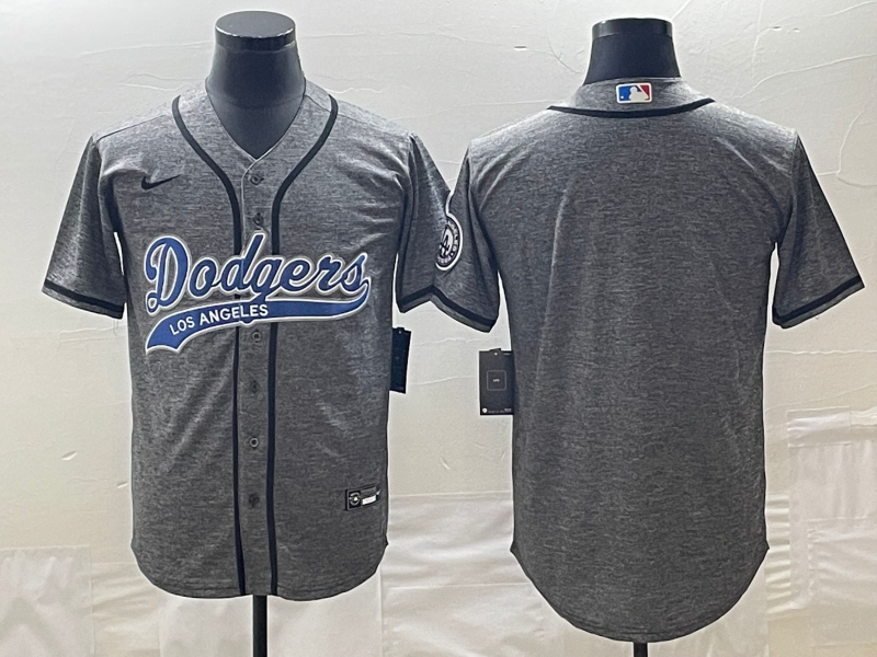 Men's Los Angeles Dodgers Blank Grey Gridiron Cool Base Stitched Baseball Jerseys