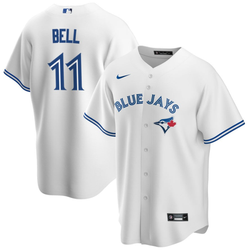 Men's Toronto Blue Jays Bell,George - 11 White Home Retired Roster Stitched Baseball Jersey