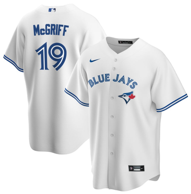 Men's Toronto Blue Jays McGriff,Fred - 19 White Home Retired Roster Stitched Baseball Jersey