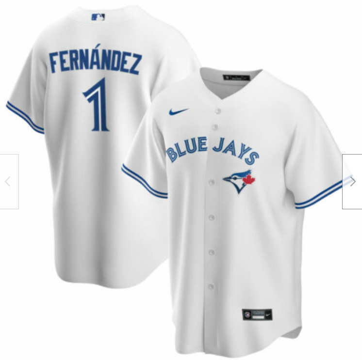 Men's Toronto Blue Jays Fernandez,Tony - 1 White Home Retired Roster Stitched Baseball Jersey