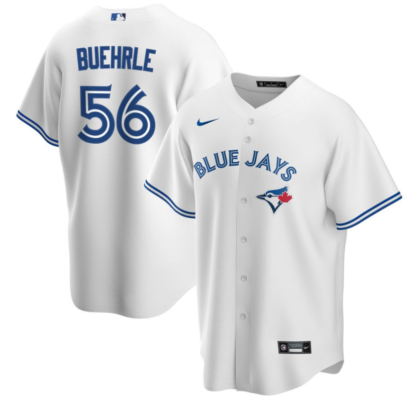 Men's Toronto Blue Jays Buehrle,Mark - 56 White Home Retired Roster Stitched Baseball Jersey