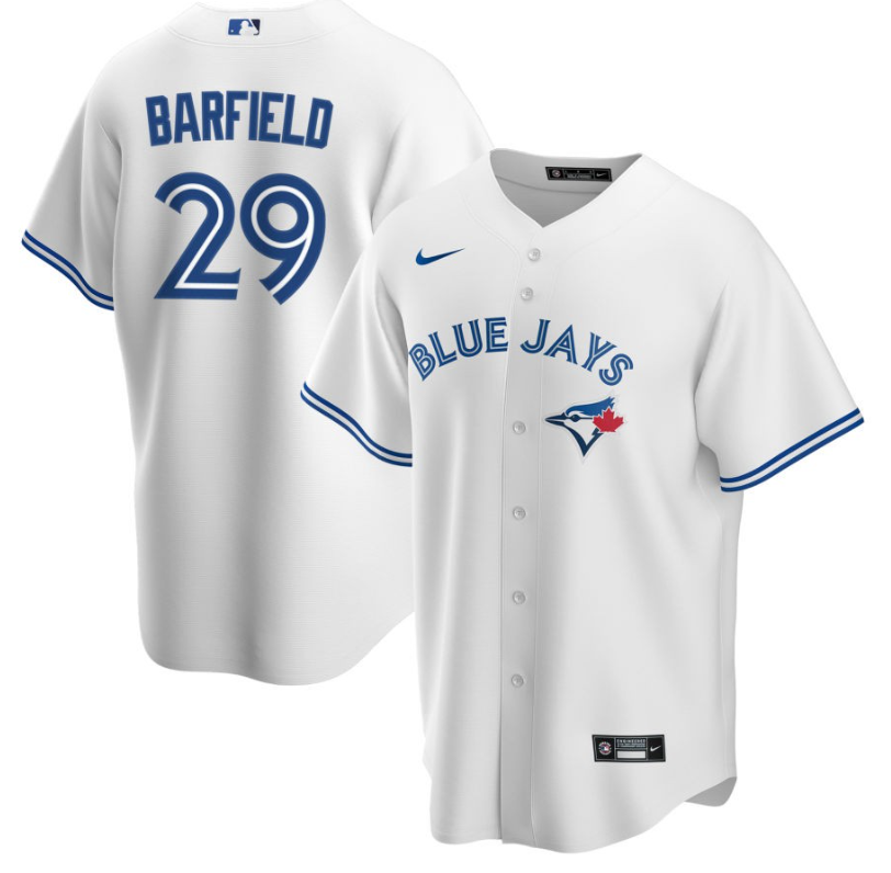 Men's Toronto Blue Jays Barfield,Jesse - 29 White Home Retired Roster Stitched Baseball Jersey