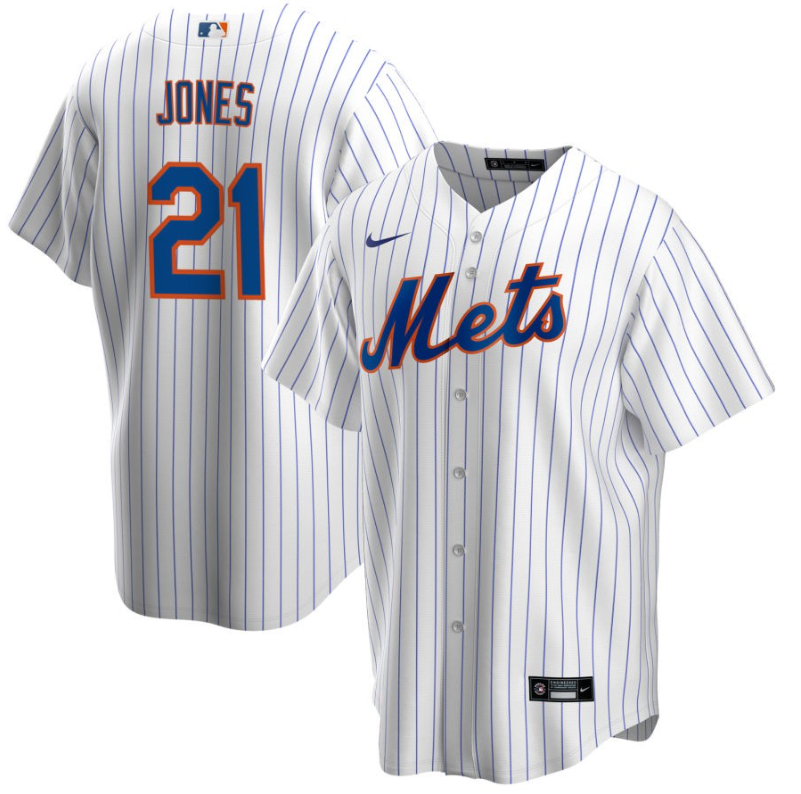 Men's New York Mets Jones,Cleon - 21 White Home Retired Roster Stitched Baseball Jersey