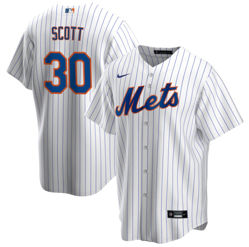 Men's New York Mets Scott,Mike - 30 White Home Retired Roster Stitched Baseball Jersey