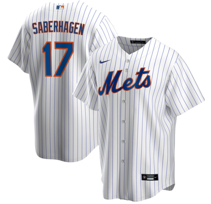 Men's New York Mets Saberhagen,Bret - 17 White Home Retired Roster Stitched Baseball Jersey