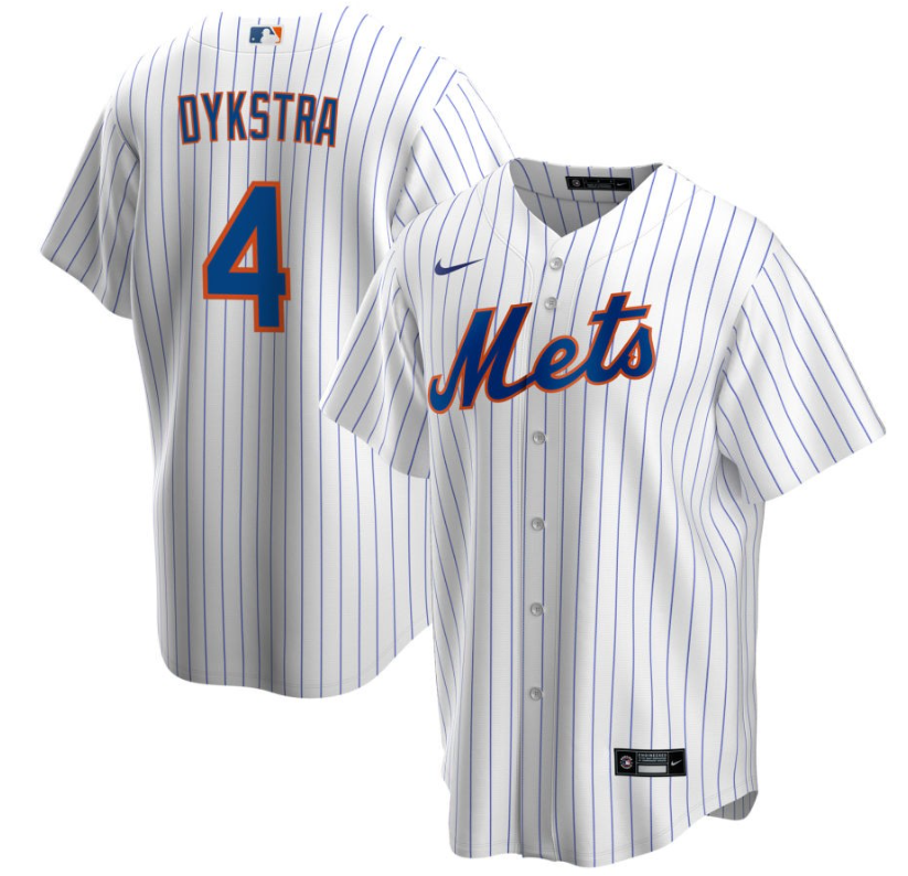 Men's New York Mets Dykstra,Lenny - 4 White Home Retired Roster Stitched Baseball Jersey