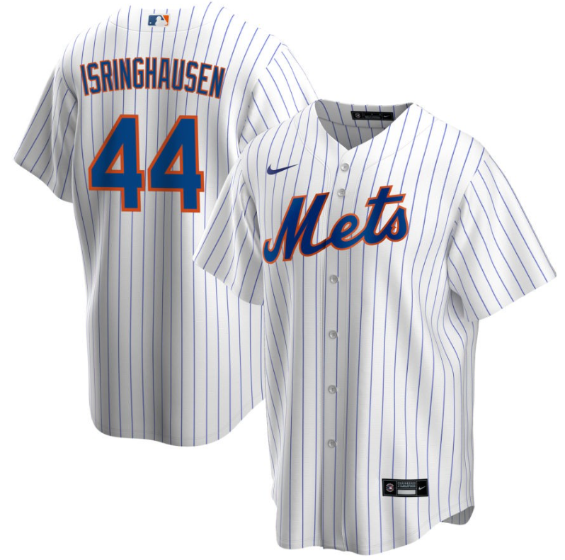 Men's New York Mets Isringhausen,Jason - 44 White Home Retired Roster Stitched Baseball Jersey