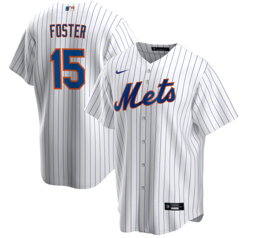 Men's New York Mets Foster,George - 15 White Home Retired Roster Stitched Baseball Jersey