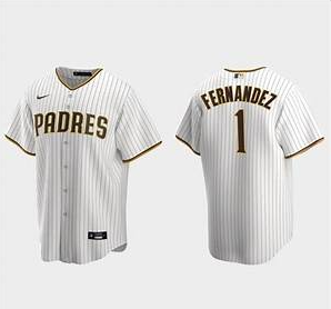 Men's San Diego Padres Fernandez,Tony - 1 White Home Retired Roster Stitched Baseball Jersey