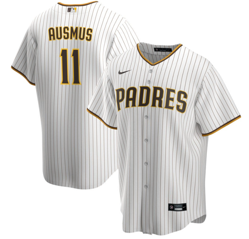 Men's San Diego Padres Ausmus,Brad - 11 White Home Retired Roster Stitched Baseball Jersey