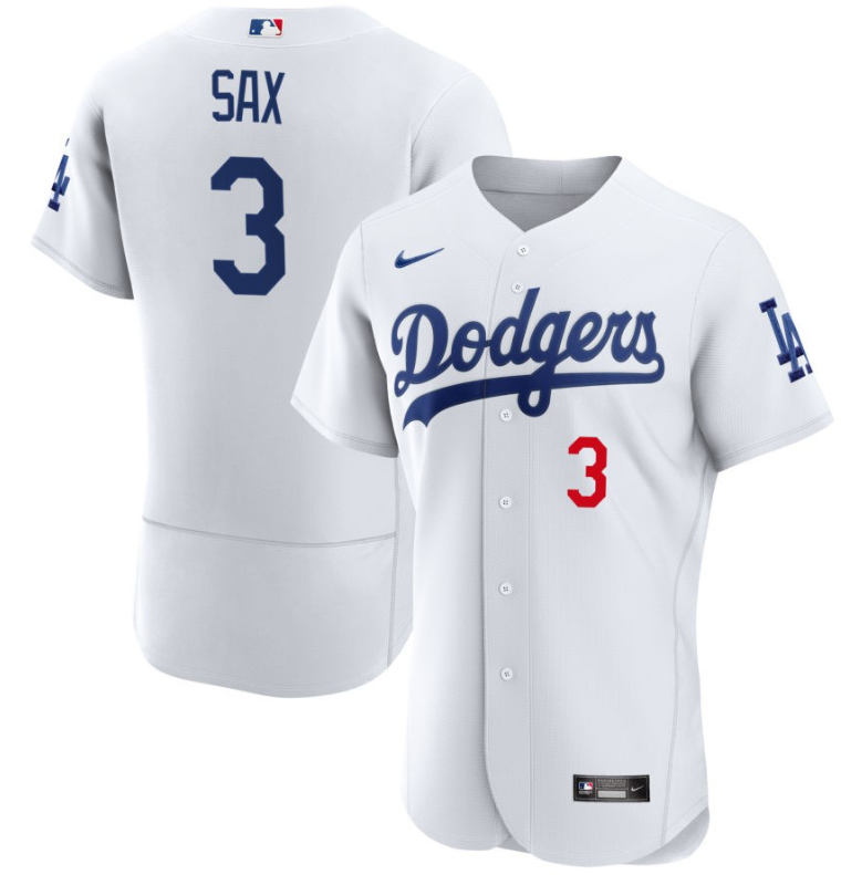 Men's LA Los Angeles Dodgers White Sax,Steve - 3 Home Retired Roster Stitched Baseball Jersey