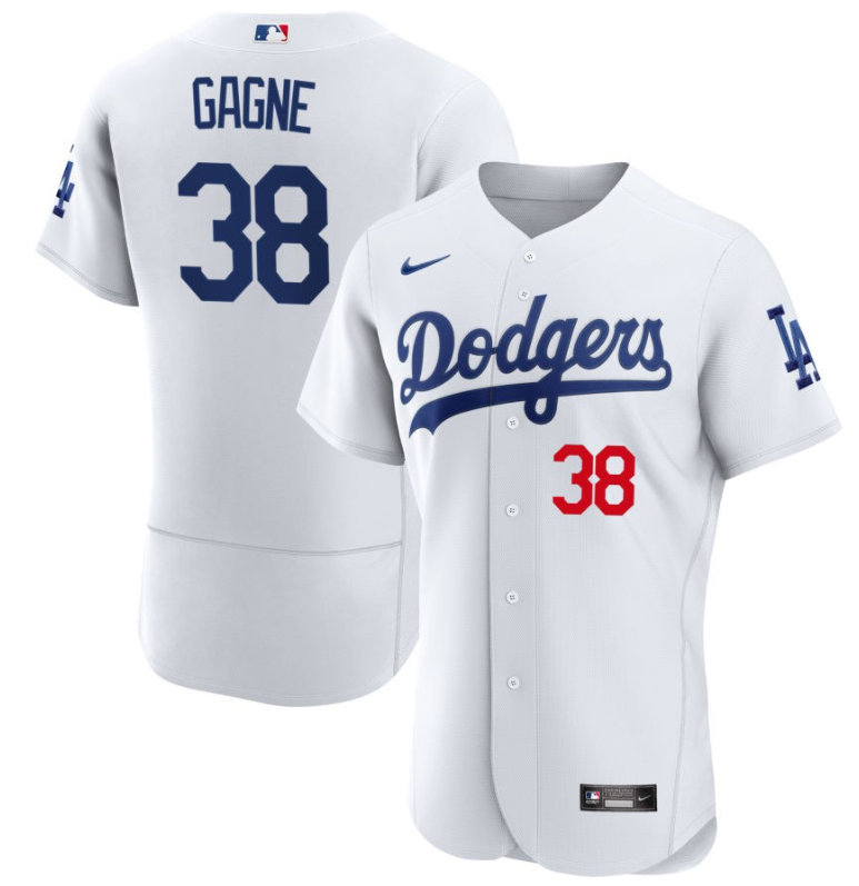 Men's LA Los Angeles Dodgers White Gagne,Eric - 38 Home Retired Roster Stitched Baseball Jersey