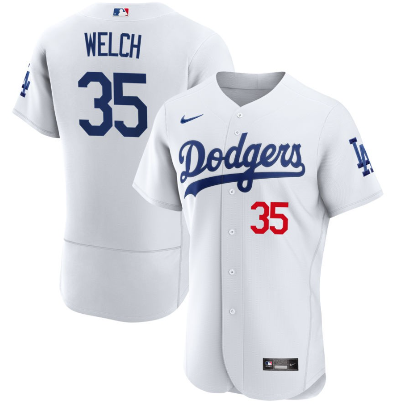 Men's LA Los Angeles Dodgers White Welch,Bob - 35 Home Retired Roster Stitched Baseball Jersey