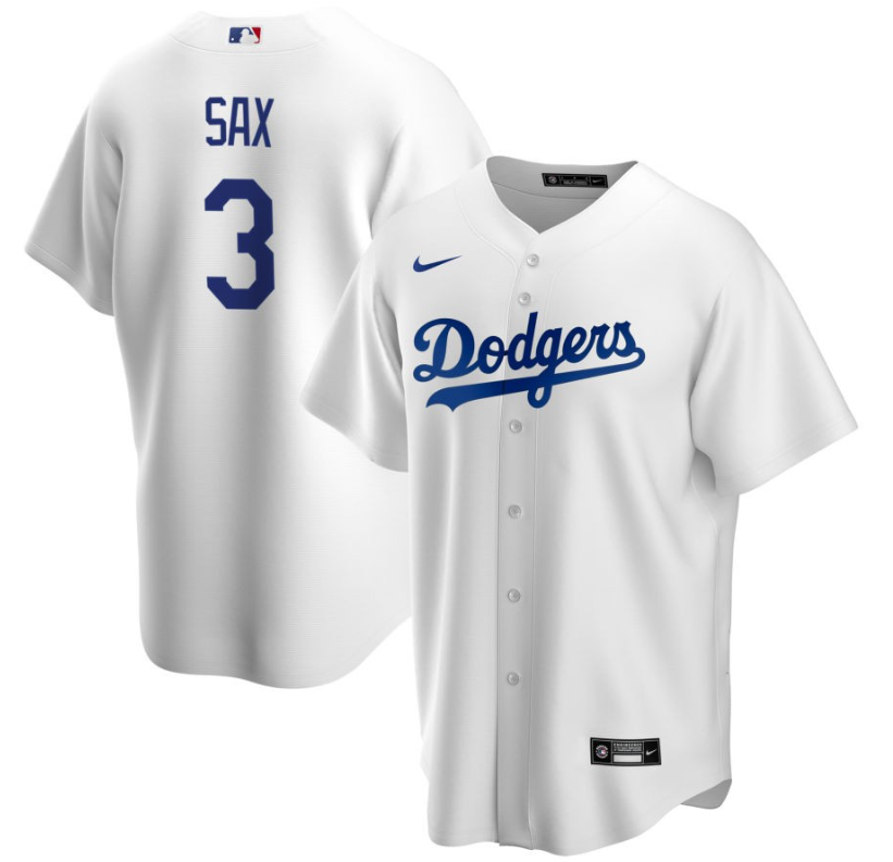 Men's LA Los Angeles Dodgers White Sax,Steve - 3 Home Retired Roster Stitched Baseball Jersey 1