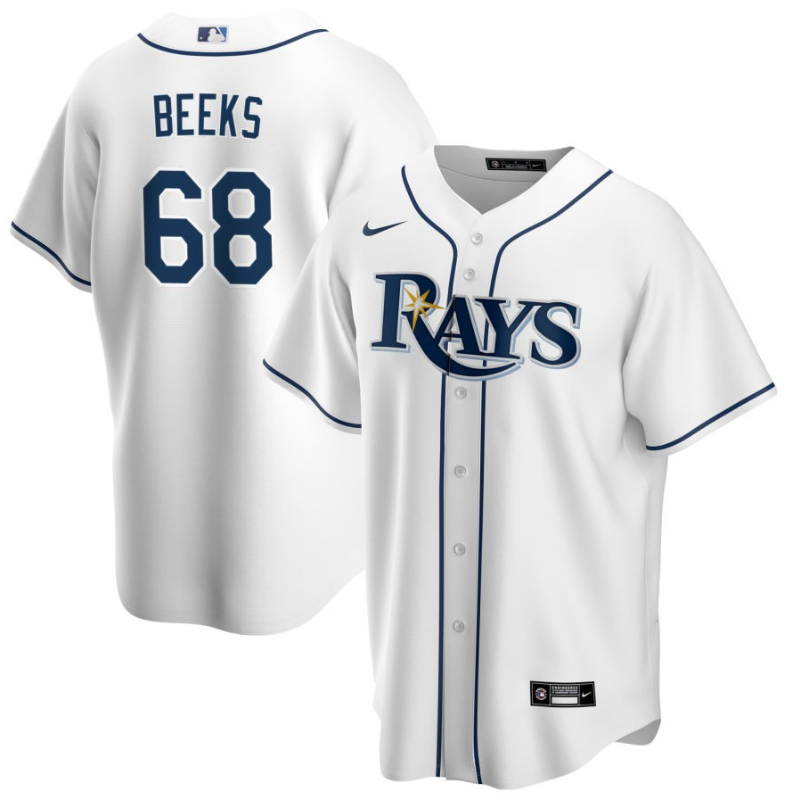 Men's Tampa Bay Rays Beeks,Jalen - 68 White Home Retired Roster Stitched Baseball Jersey