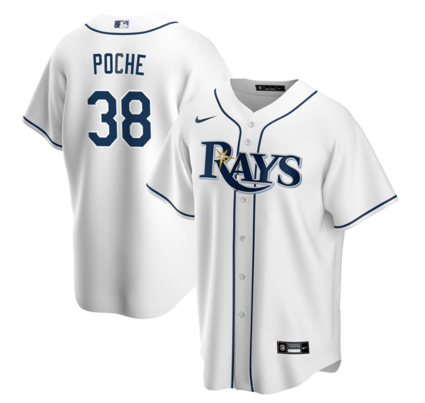 Men's Tampa Bay Rays Poche,Colin - 38 White Home Retired Roster Stitched Baseball Jersey