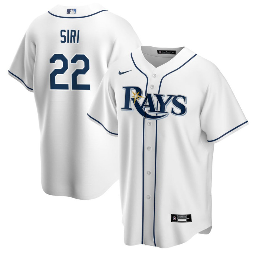 Men's Tampa Bay Rays Siri,Jose - 22 White Home Retired Roster Stitched Baseball Jersey