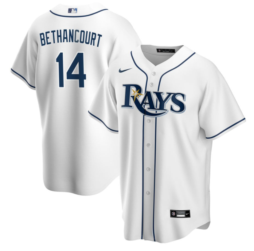 Men's Tampa Bay Rays Bethancourt,Christian - 14 White Home Retired Roster Stitched Baseball Jersey