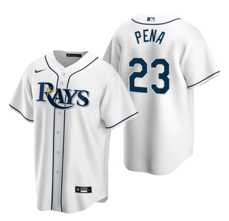 Men's Tampa Bay Rays Pena,Carlos - 23 White Home Retired Roster Stitched Baseball Jersey