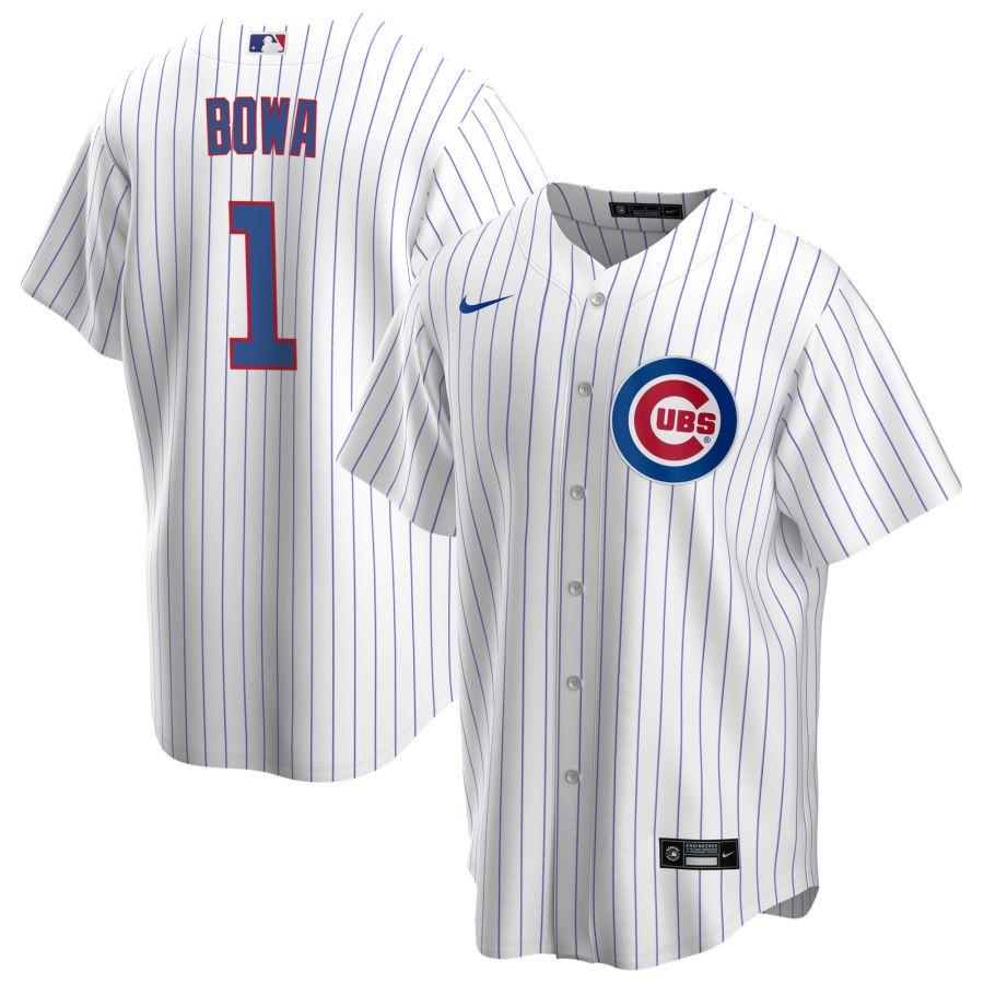 Men's Chicago Cubs White Home Bowa,Larry - 1 Retired Roster Stitched Jersey