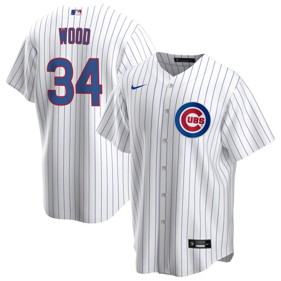 Men's Chicago Cubs White Home Wood,Kerry - 34 Retired Roster Stitched Jersey