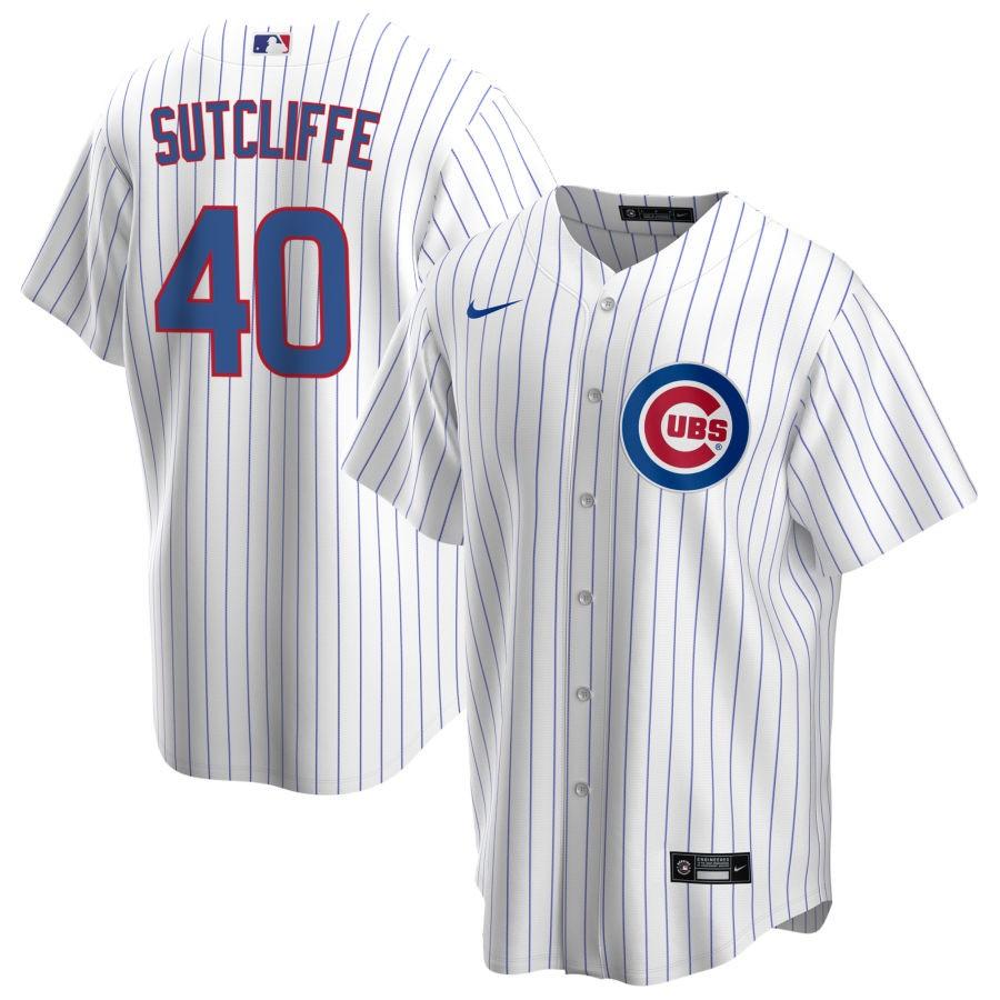 Men's Chicago Cubs White Home Sutcliffe,Rick - 40 Retired Roster Stitched Jersey