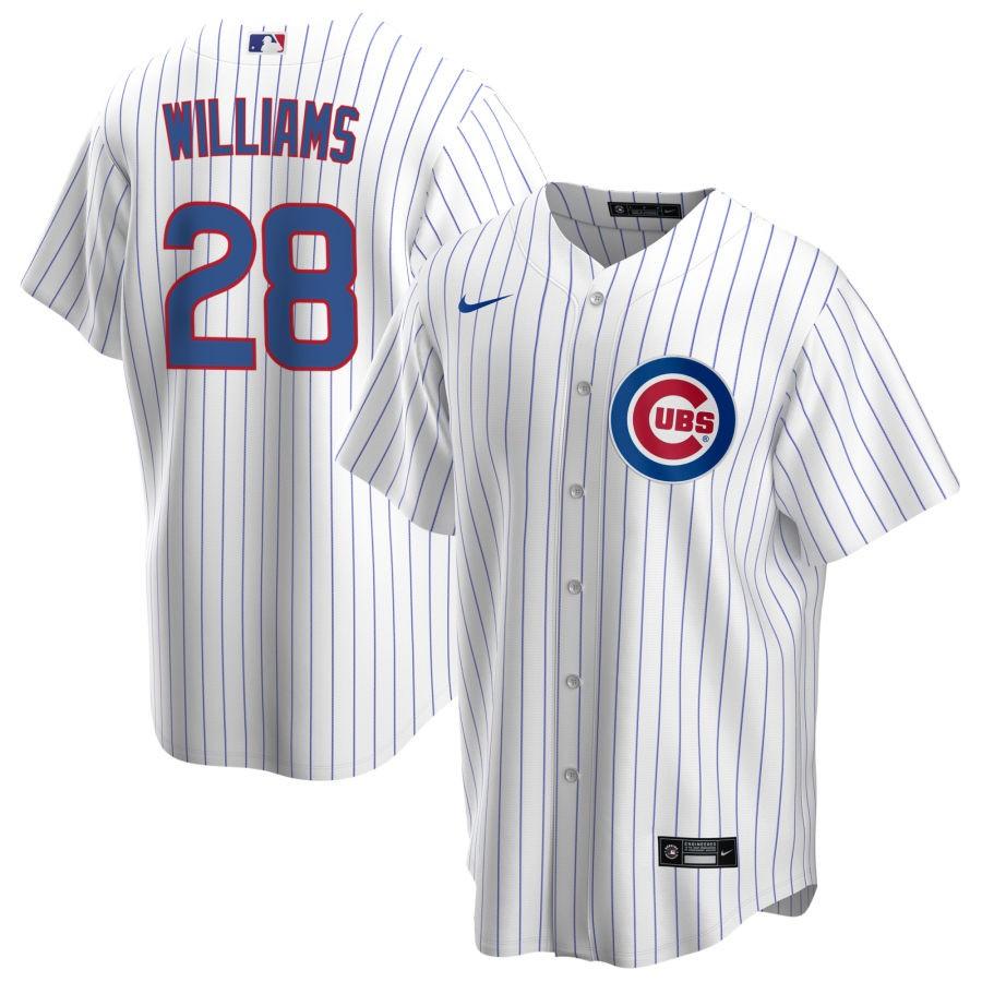 Men's Chicago Cubs White Home Williams,Mitch - 28 Retired Roster Stitched Jersey