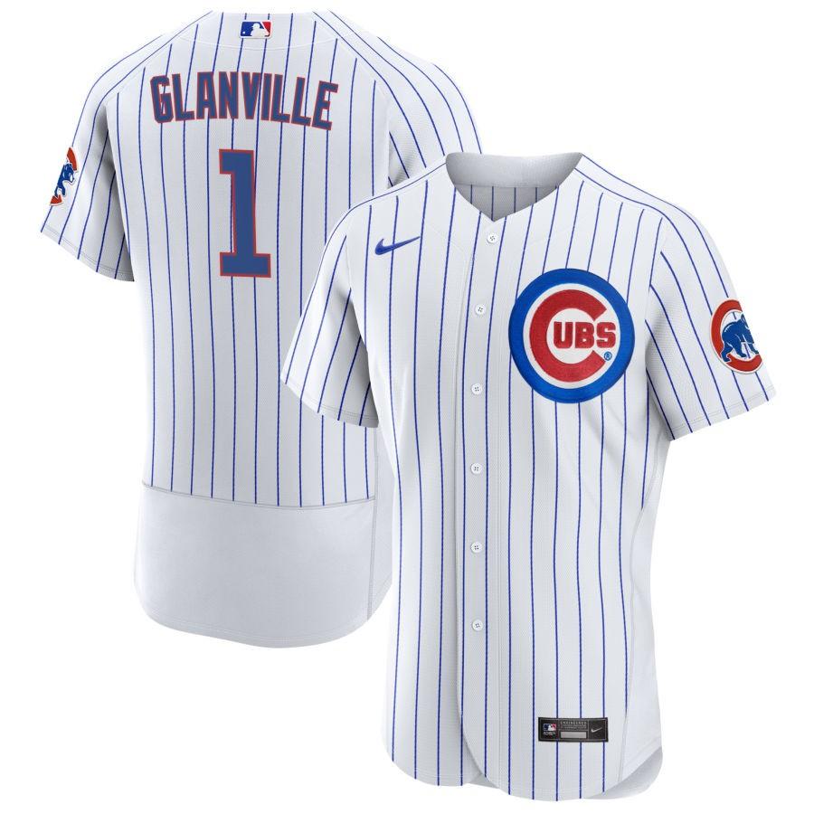 Men's Chicago Cubs White Home Glanville,Doug - 1 Retired Roster Stitched Jersey1