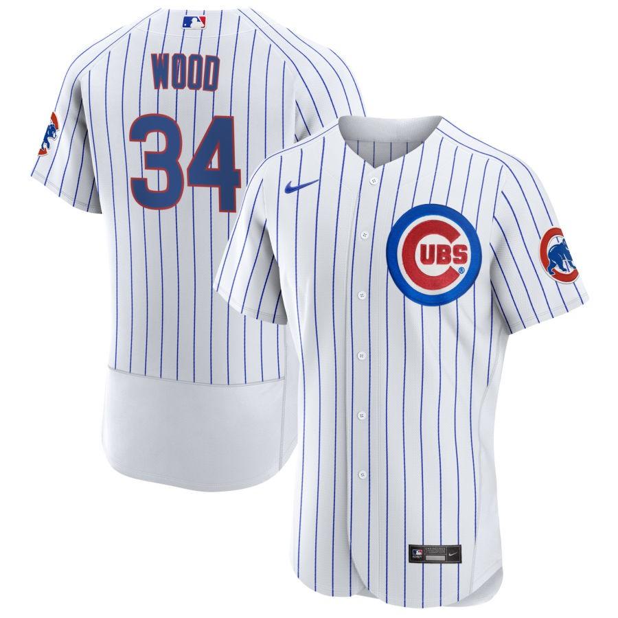 Men's Chicago Cubs White Home Wood,Kerry - 34 Retired Roster Stitched Jersey1