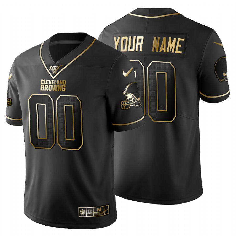 Men's Nike Cleveland Browns Custom Black Golden Limited NFL 100 Jersey