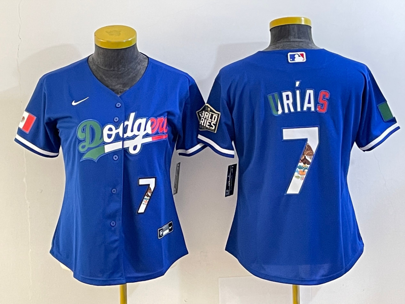 Women's Los Angeles Dodgers #7 Julio Urias Blue 2020 World Series Cool Base Nike Jersey6