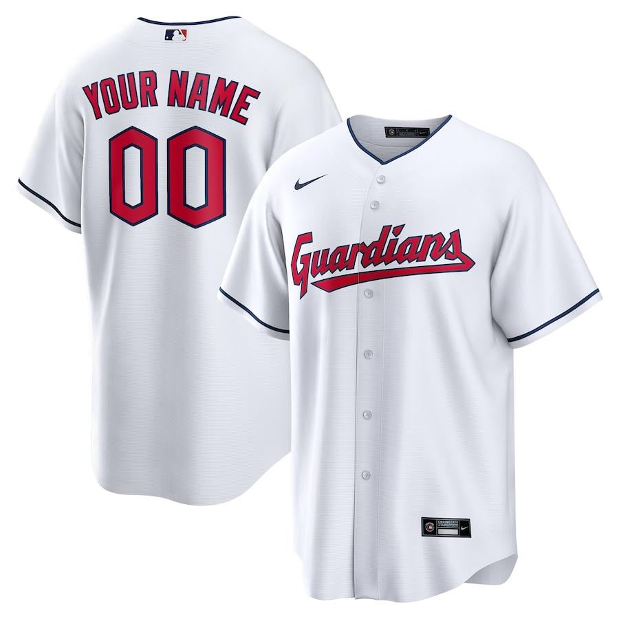 Men's Cleveland Guardians White Replica Custom Stitched MLB Cool Base Nike Jersey