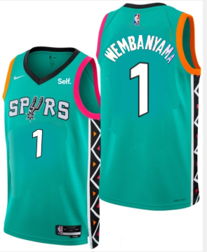 Men' San Antonio Spurs #1 Victor Wembanyama Teal 2022 City Edition Swingman Stitched Jersey